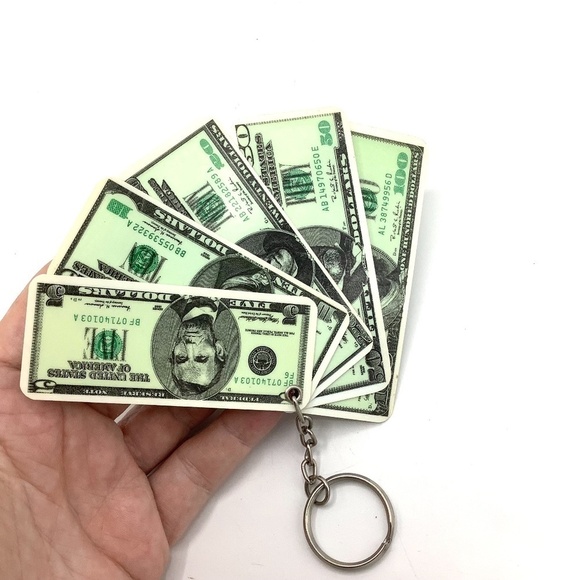 Vintage United States Dollars Currency Bill Plastic US Money Keychain NEW - Picture 1 of 5